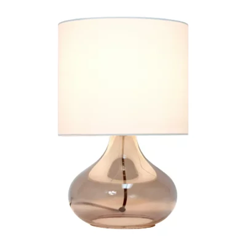 Simple Designs Glass Raindrop Table Lamp with Fabric Shade