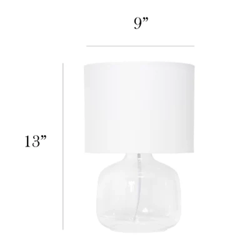 Simple Designs Glass Table Lamp with Fabric Shade