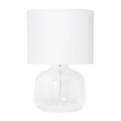 Simple Designs Glass Table Lamp with Fabric Shade