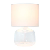Simple Designs Glass Table Lamp with Fabric Shade