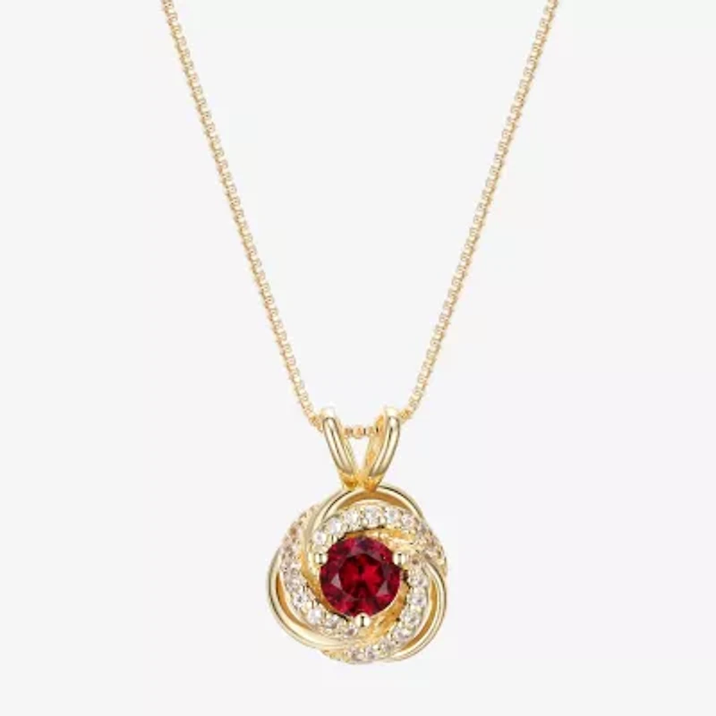 Womens Lab Created Red Ruby 18K Gold Over Silver 18 Inch Pendant Necklace