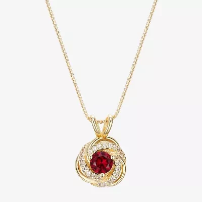 Womens Lab Created Red Ruby 18K Gold Over Silver 18 Inch Pendant Necklace