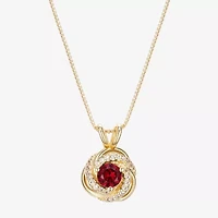 Womens Lab Created Red Ruby 18K Gold Over Silver 18 Inch Pendant Necklace