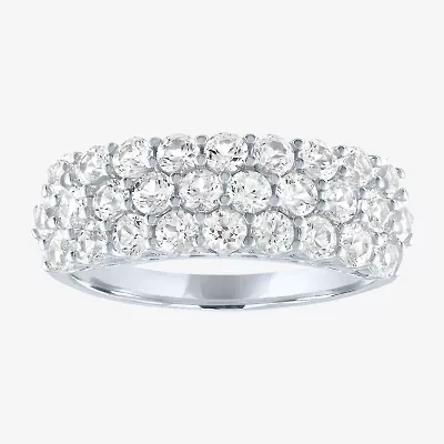 Yes, Please! Womens Lab Created White Sapphire Sterling Silver Band