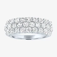 Yes, Please! Womens Lab Created White Sapphire Sterling Silver Band