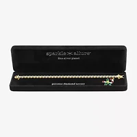 Sparkle Allure Candy Cane Charm Womens Natural White Diamond Accent 14K Gold Over Brass 7.25 Inch Tennis Bracelet