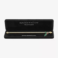 Sparkle Allure Mistletoe Charm Womens Natural White Diamond Accent 14K Gold Over Brass 7.25 Inch Tennis Bracelet