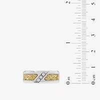 Mens 1/10 CT.T.W. Natural Diamond Tribal Inlay Wedding Band