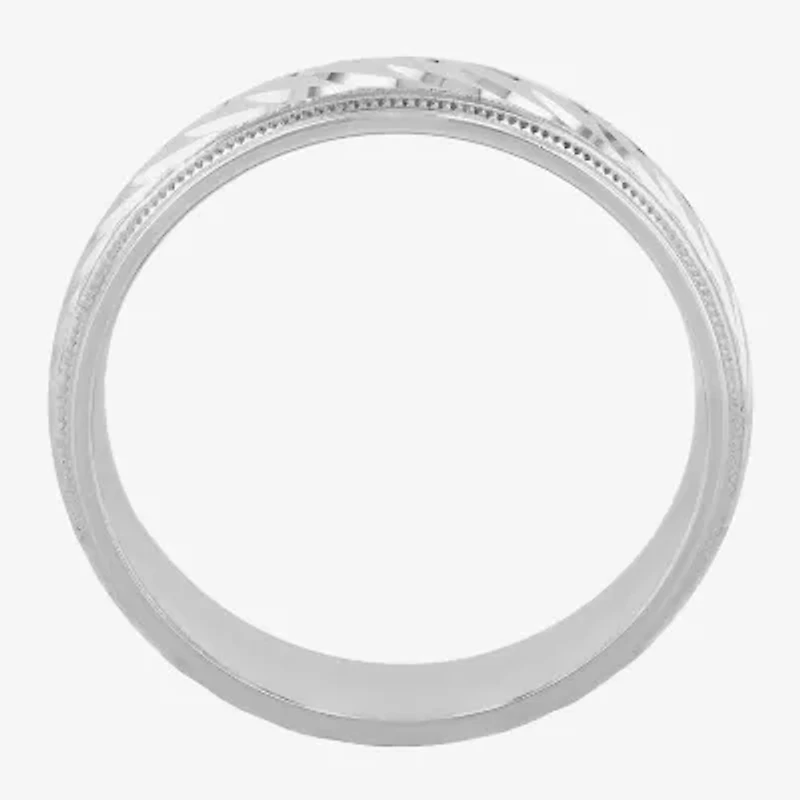 Mens 6mm Swirl Sterling Silver Band