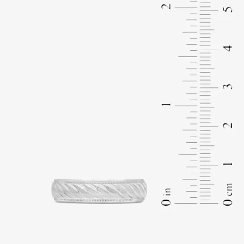 Mens 6mm Swirl Sterling Silver Band