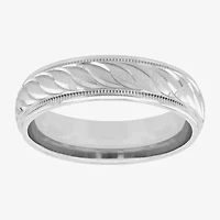 Mens 6mm Swirl Sterling Silver Band
