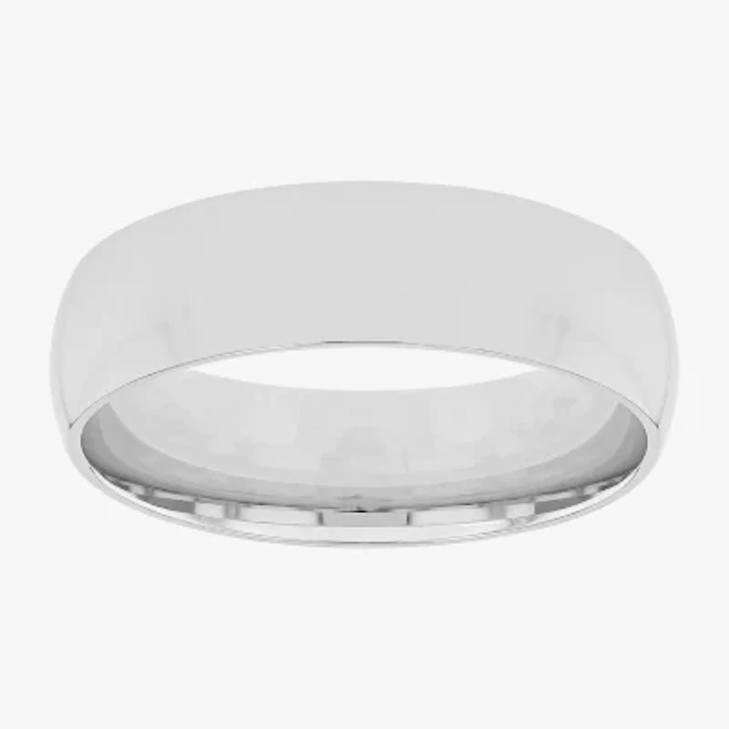 6mm Silver Domed Mens Wedding Ring