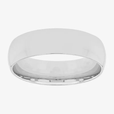 6mm Silver Domed Mens Wedding Ring