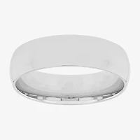 6mm Silver Domed Mens Wedding Ring