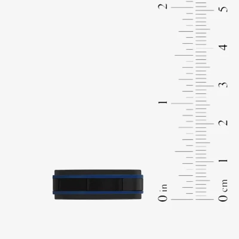 "Thin Blue Line" Mens 8MM Tungsten Wedding Band