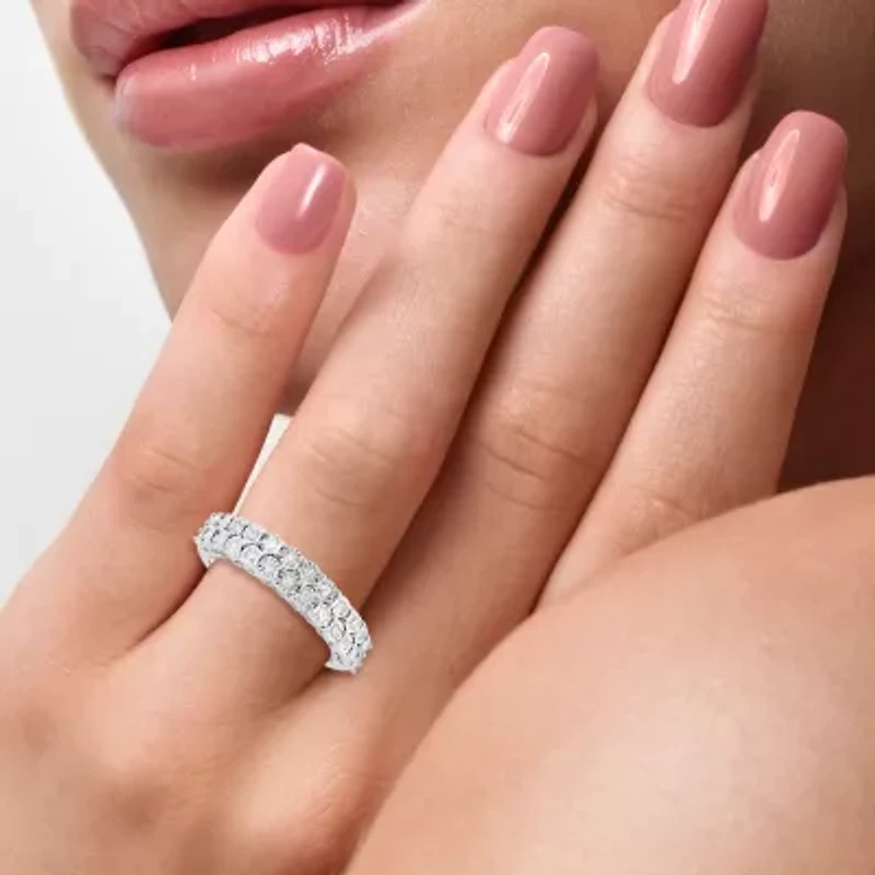 Effy  Double Row Womens 1/4 CT. T.W. Natural White Diamond Sterling Silver Band