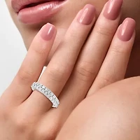 Effy  Double Row Womens 1/4 CT. T.W. Natural White Diamond Sterling Silver Band