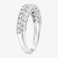 Effy  Double Row Womens 1/4 CT. T.W. Natural White Diamond Sterling Silver Band