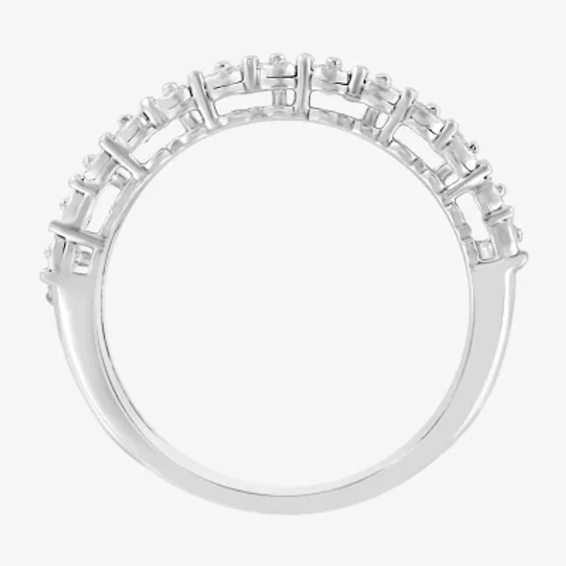 Effy  Double Row Womens 1/4 CT. T.W. Natural White Diamond Sterling Silver Band