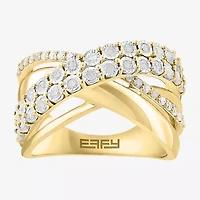 Effy  Womens 1/2 CT. T.W. Natural White Diamond Sterling Silver Crossover Band