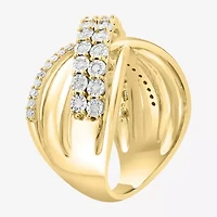 Effy  Womens 1/2 CT. T.W. Natural White Diamond Sterling Silver Crossover Band