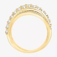 Effy  Womens 1/2 CT. T.W. Natural White Diamond Sterling Silver Crossover Band