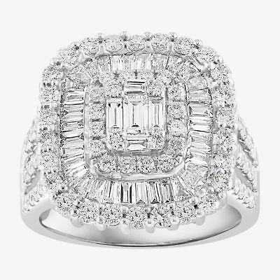 Effy Final Call Womens 2 CT. T.W. Natural White Diamond 14K Gold Cushion Halo Cocktail Ring