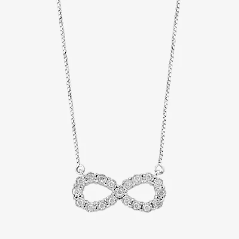 Effy Final Call Womens 1/4 CT. T.W. Natural White Diamond Sterling Silver Infinity 16 Inch Pendant Necklace