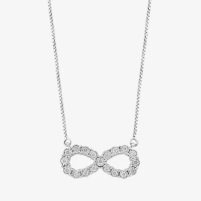Effy  Womens 1/4 CT. T.W. Natural White Diamond Sterling Silver Infinity 16 Inch Pendant Necklace