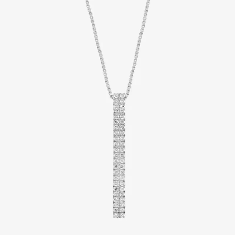 Effy  Linear Womens 1/4 CT. T.W. Natural White Diamond Sterling Silver Bar 18 Inch Pendant Necklace