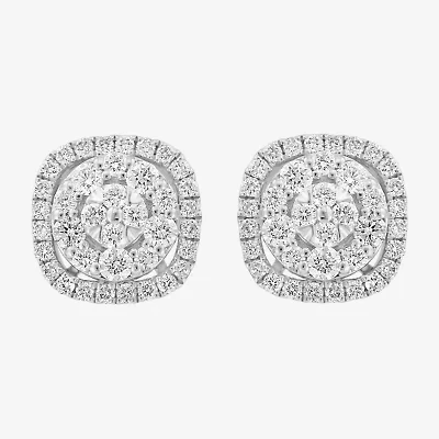 Effy  5/8 CT. T.W. Natural White Diamond 14K White Gold 9.3mm Cushion Stud Earrings