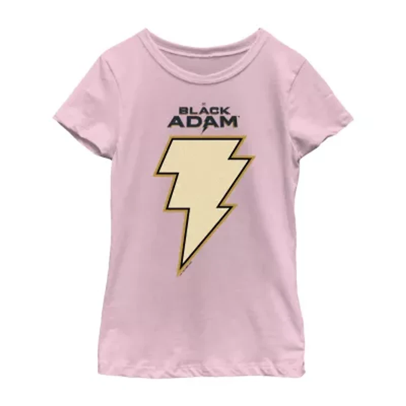 Black Adam Little & Big Kid Girls Crew Neck Short Sleeve Regular Fit DC Comics Graphic T-Shirt