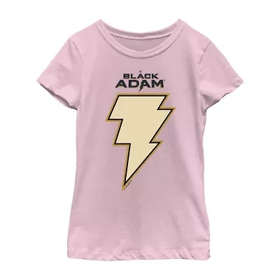 Black Adam Little & Big Kid Girls Crew Neck Short Sleeve Regular Fit DC Comics Graphic T-Shirt