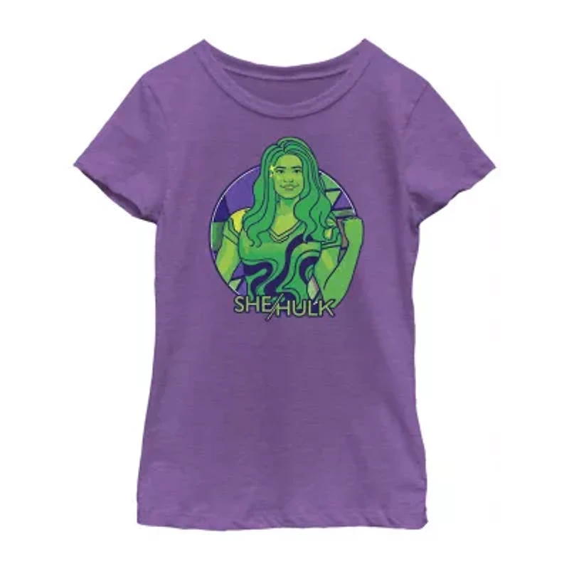 She Hulk Little & Big Kid Girls Crew Neck Short Sleeve Regular Fit Marvel Graphic T-Shirt