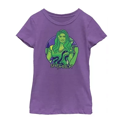 She Hulk Little & Big Kid Girls Crew Neck Short Sleeve Regular Fit Marvel Graphic T-Shirt