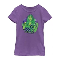 She Hulk Little & Big Kid Girls Crew Neck Short Sleeve Regular Fit Marvel Graphic T-Shirt