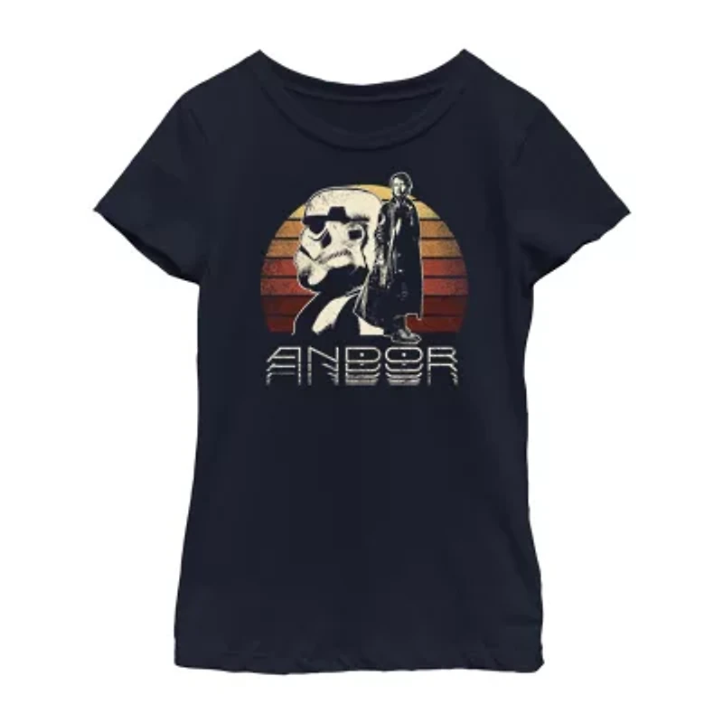 Andor Little & Big Kid Girls Crew Neck Short Sleeve Regular Fit Star Wars Graphic T-Shirt