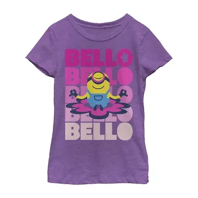 Little & Big Kid Girls Crew Neck Short Sleeve Regular Fit Minions Graphic T-Shirt