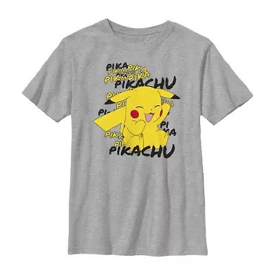 Little & Big Kid Boys Crew Neck Short Sleeve Regular Fit Pokeman Graphic T-Shirt