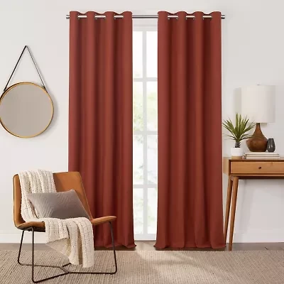 Fieldcrest Heritage Davina Solid Grommet Top Energy Saving 100% Blackout Single Curtain Panel