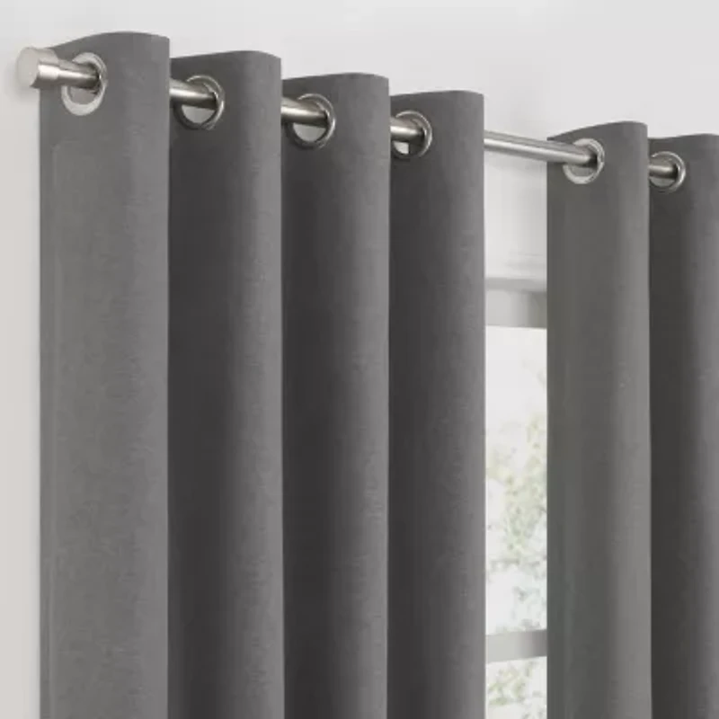 Fieldcrest Heritage Davina Solid Grommet Top Energy Saving 100% Blackout Single Curtain Panel