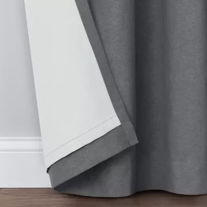 Fieldcrest Heritage Davina Solid Grommet Top Energy Saving 100% Blackout Single Curtain Panel