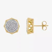 1/2 CT. Cubic Zirconia 14K Two Tone Gold Over Silver 12mm Stud Earrings