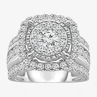 (I / I1) Womens 4 CT. T.W. Lab Grown White Diamond 10K or 14K Gold Cushion Halo Engagement Ring