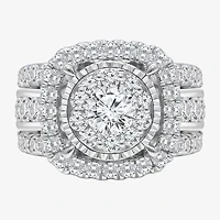 (I / I1) Womens 4 CT. T.W. Lab Grown White Diamond 10K or 14K Gold Cushion Halo Engagement Ring