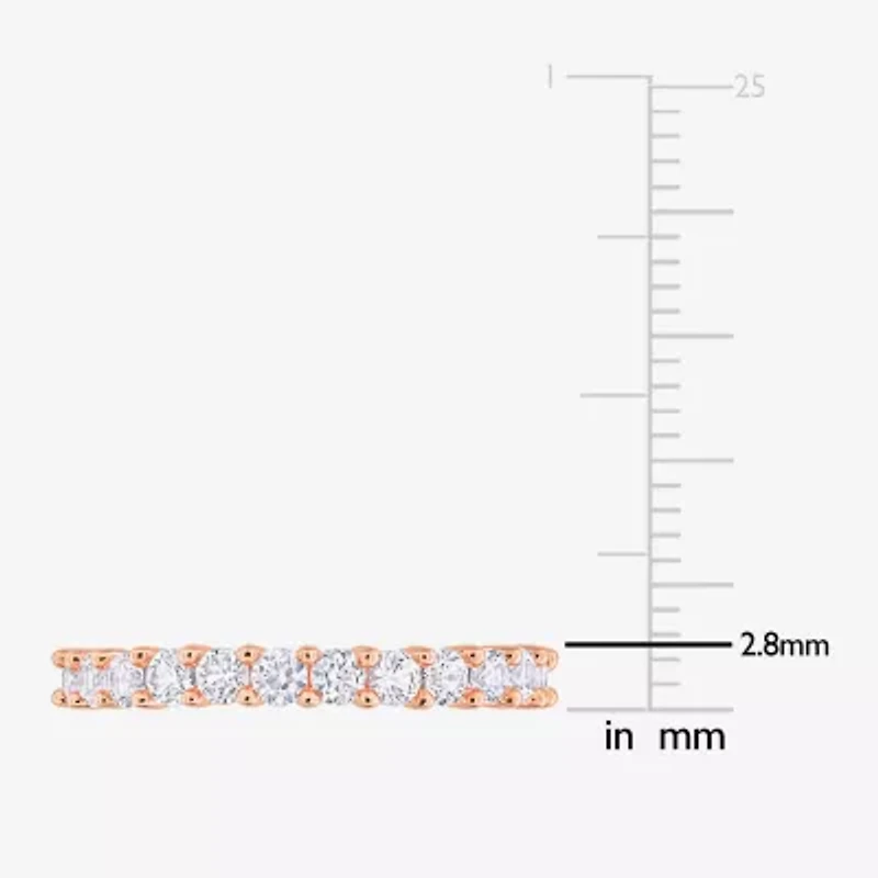 Womens Lab Created White Sapphire 18K Gold Over Silver Eternity Stackable Ring