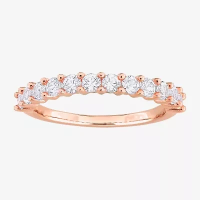 Womens Lab Created White Sapphire 18K Gold Over Silver Eternity Stackable Ring