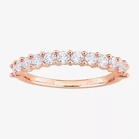 Womens Lab Created White Sapphire 18K Gold Over Silver Eternity Stackable Ring