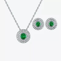 Womens Lab Created Green Emerald Sterling Silver 2-pc. Jewelry Set