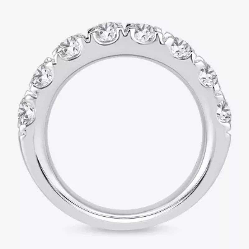 (H-I / Si1-Si2) Womens 3MM 2 CT. T.W. Lab Grown White Diamond 14K Gold Wedding Band